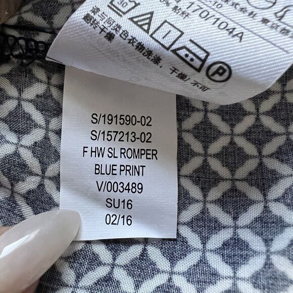 Gap Geo Print Romper Womens L Blue Drop Waist Sleeveless Lounge Flowy Jumpsuit - Picture 11 of 14